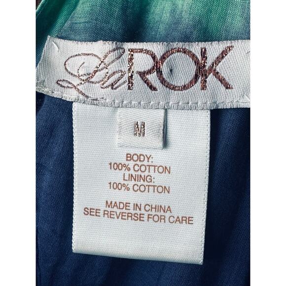 La Rok Blue Green Sleeveless Sequin Pleated Space Dye Dress Women's Size M - Picture 5 of 7